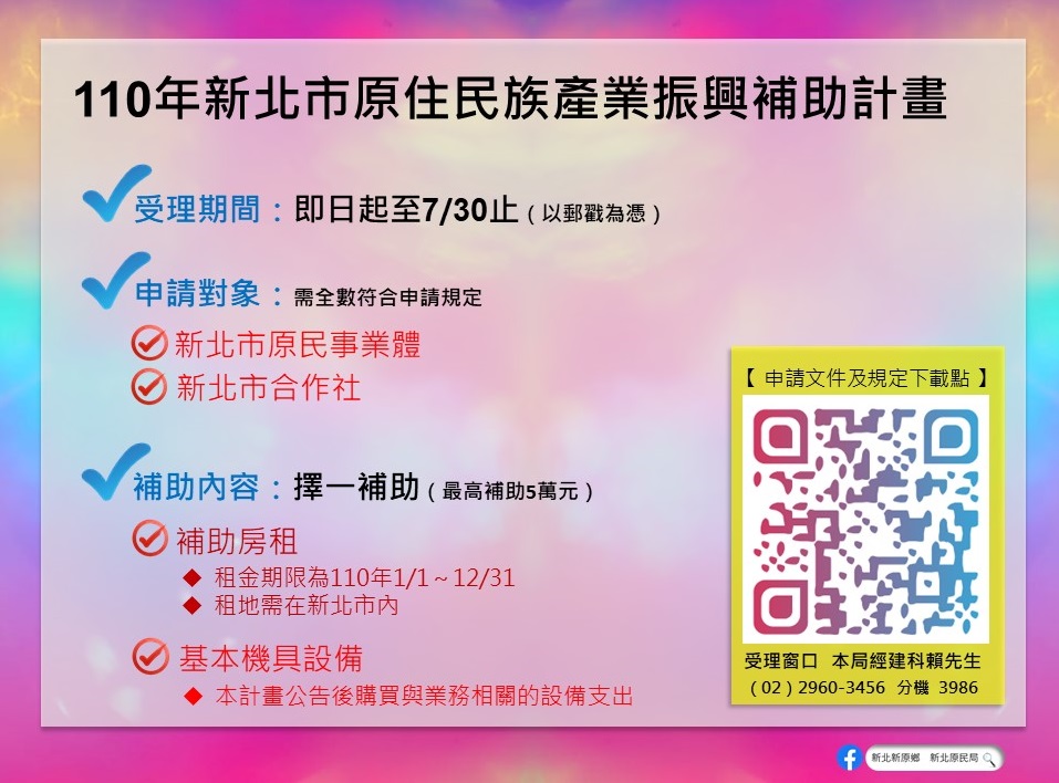 扶「藝」不鬆懈！新北原民產業振興補助受理至7/30止...