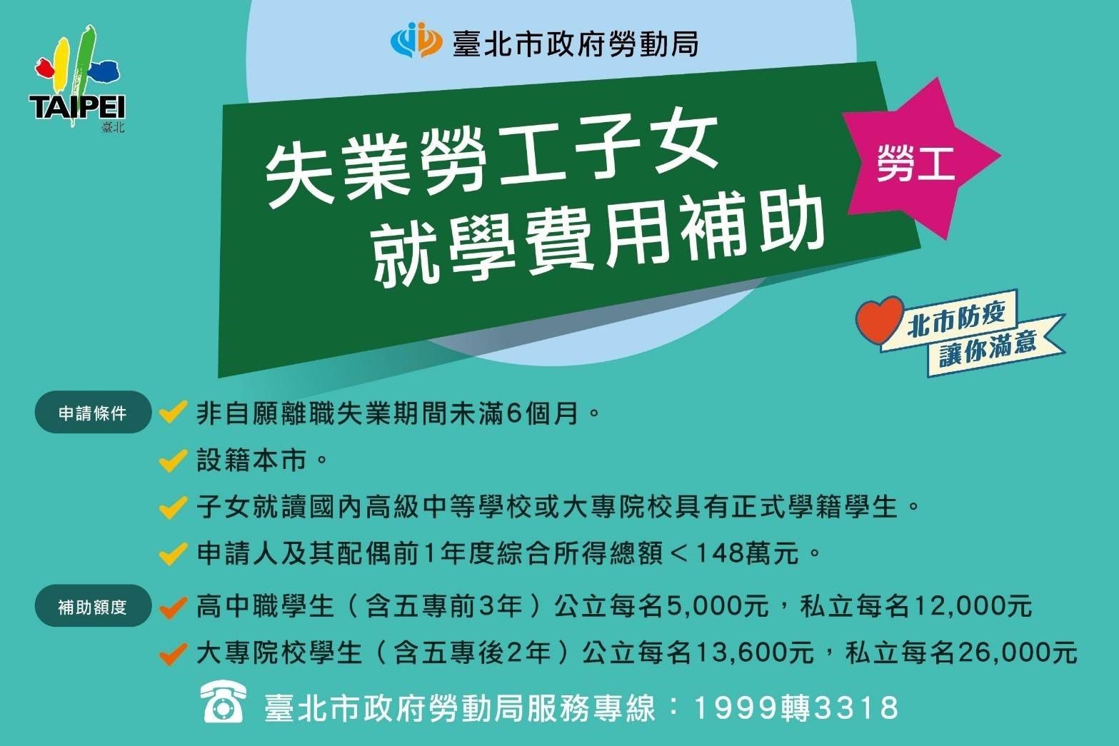 最高2.6萬元！北市失業勞工子女就學補助　15日開始申請...
