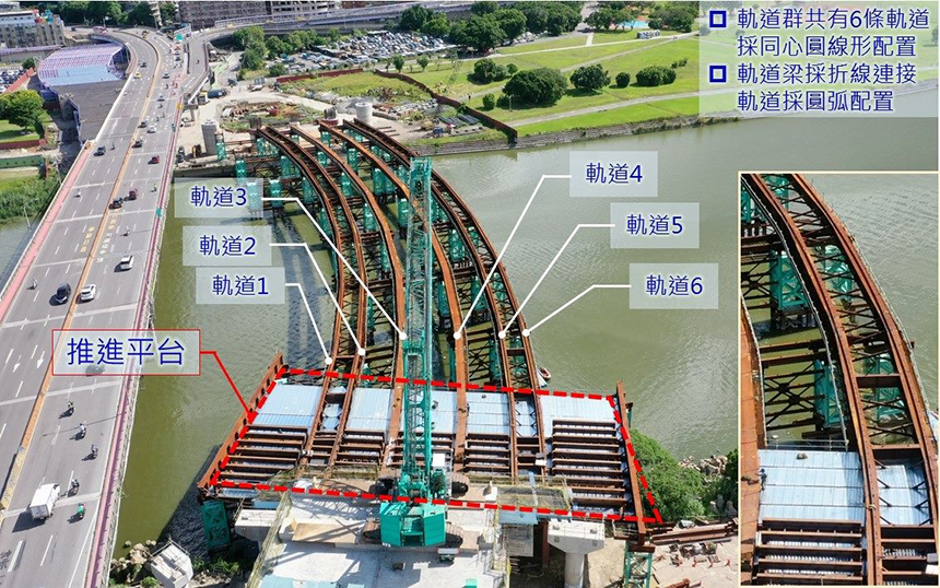 北市中正橋改建  採用國內首見同心圓曲線夾推工法...