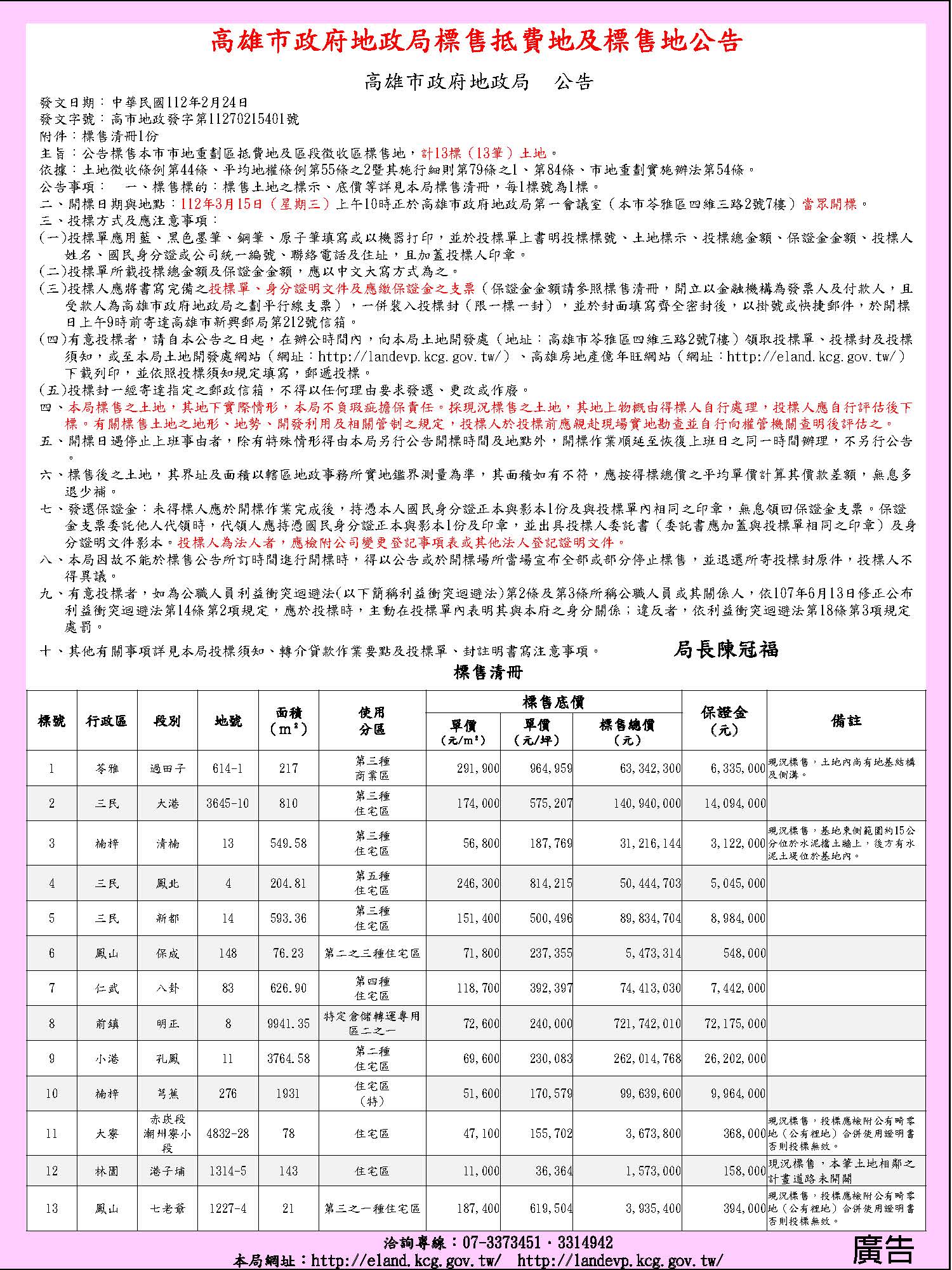 112第1季土地標售公告...