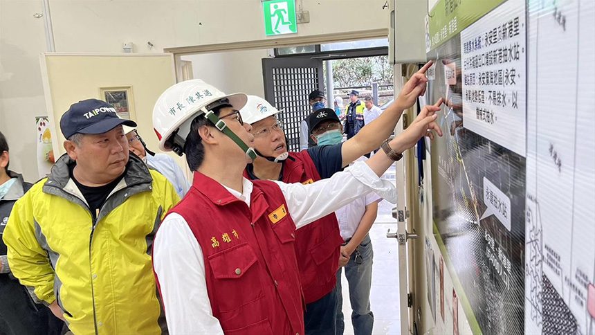 杜蘇芮颱風逼近  高雄市長陳其邁視察沿海地區排水設施...