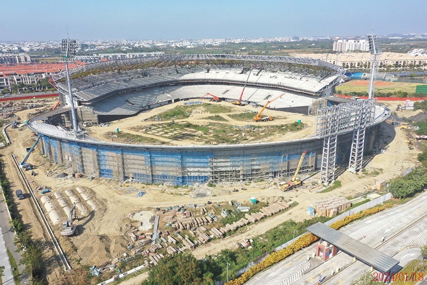 亞太棒球村成棒主球場主體雛形已完成  預計2024年11月啟用開打
