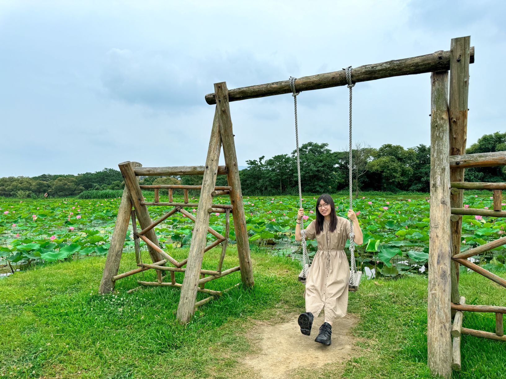 大漢溪畔河濱夏日勝景 鳳凰木與荷花共舞...