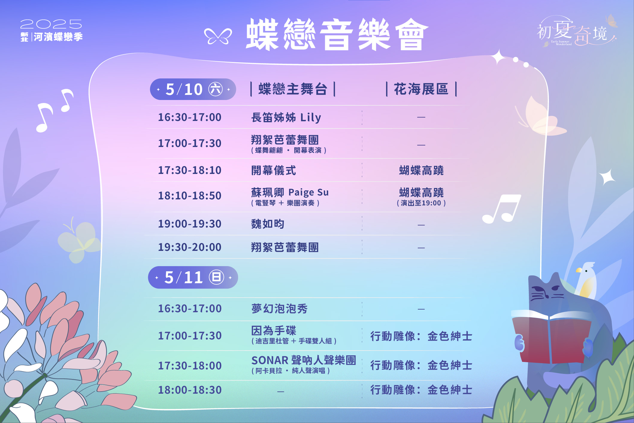 「2025新北河濱蝶戀季」甜蜜登場   母親節音樂會X市集X打卡...
