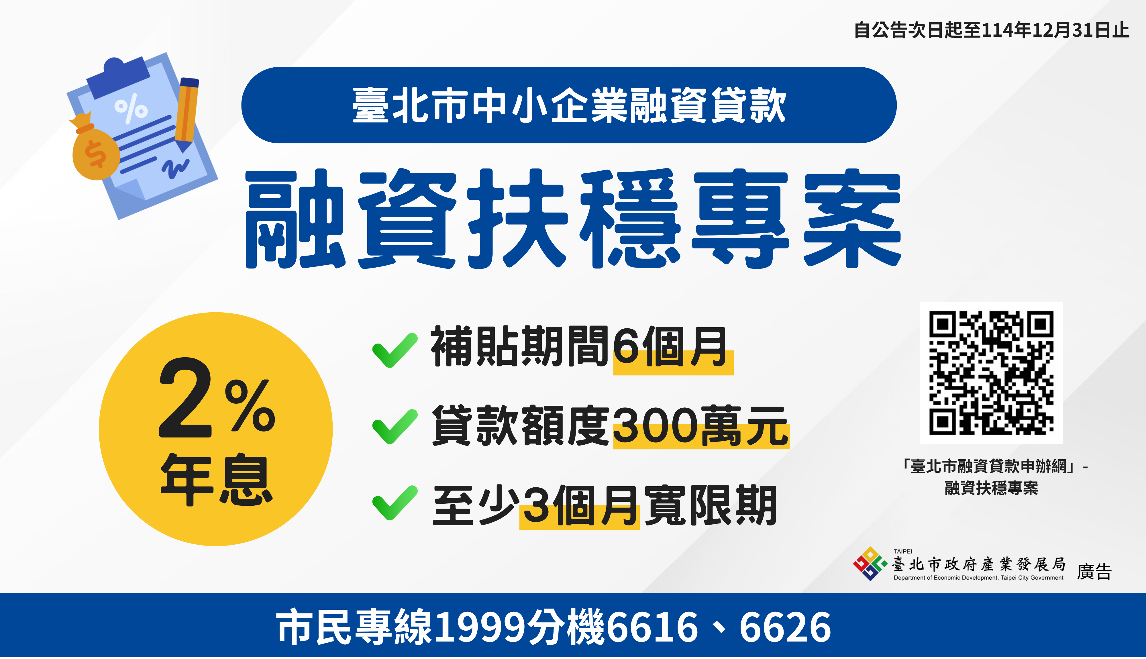 北市府推出「融資扶穩專案」 提供2%利息補貼   協助中小企...