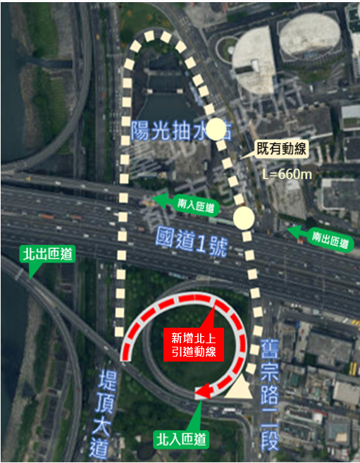改善內湖交通  堤頂交流道新增北上入口引道...