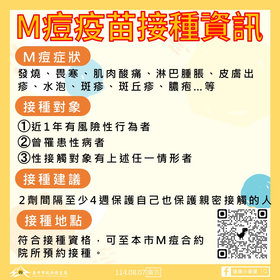 中市新增M痘本土病例   衛生局籲高風險族群落實防護  儘速...
