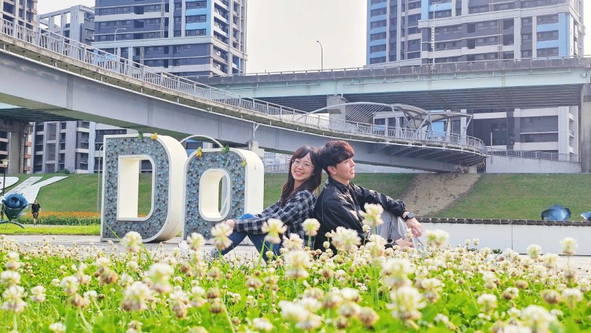 新北大都會公園「白雪」伴花海  白花三葉草與繽紛花田共...