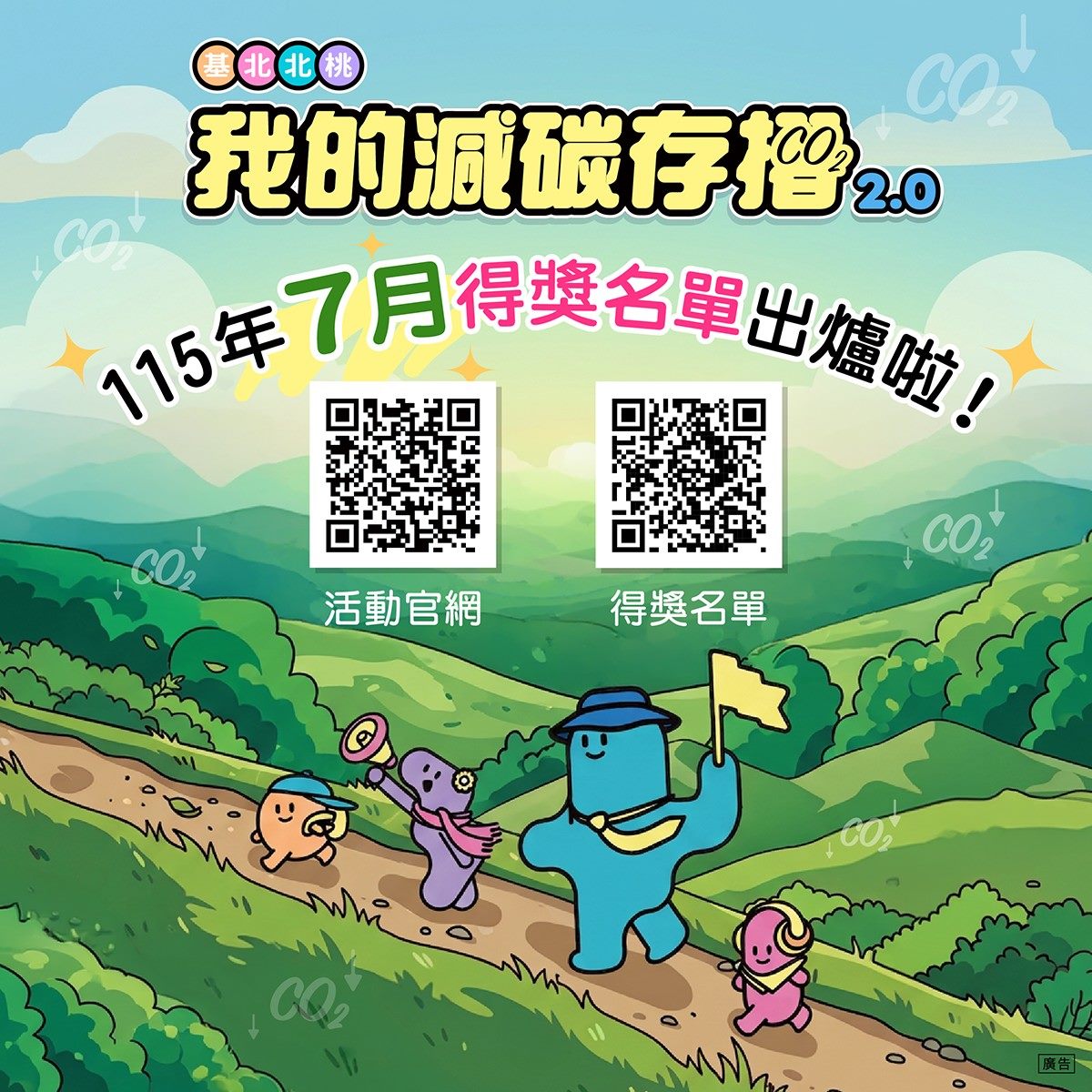 「我的減碳存摺2.0」7月份 「月月兌好禮」及「步行存回饋...
